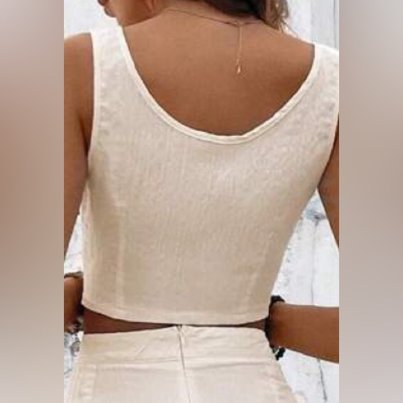 Button Detail Sweetheart Crop Top Maxi Skirt Set - Picture 7 of 7